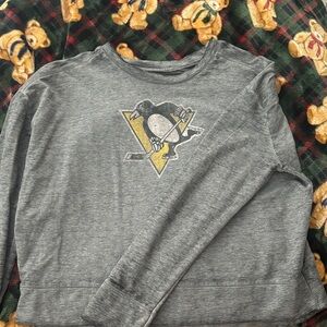 Gray Long Sleeve Shirt with PittsburghPenguin Logo